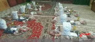 توزیع 20 بسته مواد غذایی در روستای علی آباد بجنورد