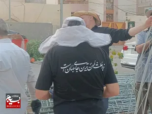 آماده سازی دومین محل استقرار موکب امام حسن مجتبی(ع) استان البرز در کربلای معلی+تصاویر