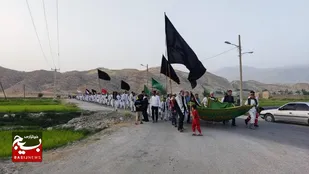 استقبال مردم باغملک از کاروان پیاده روی از مشهد به کربلا