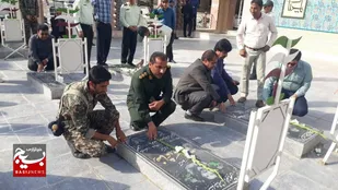 مراسم غبار روبی وگلباران قبورمطهر شهدای شهرکهنوج