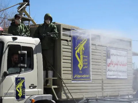 عملیات گندزدایی وضدعفونی یگان جنگ نوین سپاه روح الله  معابر شهری شهرستان فراهان