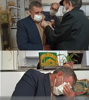 نشان خادم الرضا (ع) بر سینه سردار شهابی فر/  اشک شوق از چشمان سردار سراریز شد