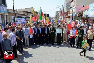 حضور پرشور و گسترده مردم در راهپیمایی روز جهانی قدس در شهر خورموج