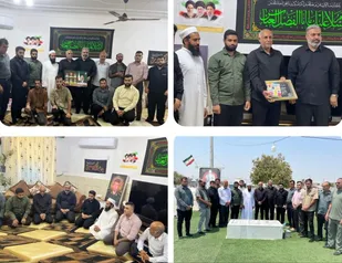 دیدار فرمانده ناحیه بسیج سپاه بستک&nbsp; به همراه فرمانده حوزه شهید حاج قاسم سلیمانی با خانواده شهید صادق دروگر در سالروز شهادت امام رضا(ع)