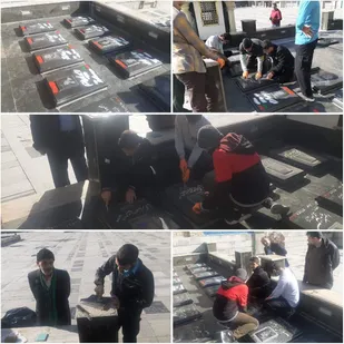 گروه جهادی در پیشوا که قبور مطهر شهدا را تعمیر می&zwnj;کند