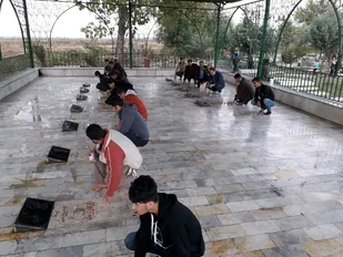 غبارروبی مزار شهدای روستای تقی آباد گرگان
