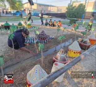 برپایی نمایشگاه نوای کاروان نینوا در شهر شرافت شوشتر