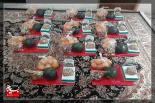 ۱۱ بسته یلدایی در روستا ایج در سرخه توزیع شد