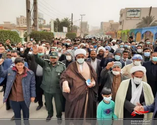 راهپیمایی مردم انقلابی شادگان در اعتراض به جنایات جنگی علیه مردم یمن