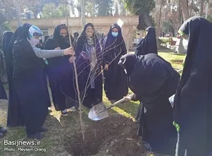 اردوی علمی باغ موزه نگارستان، کاشت نهال و غبار روبی مزار شهدا در دهه فجر