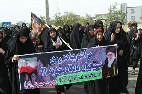 حضور بسیجیان پایگاه بسیج مهدیه 11 فرمهین در همایش جاماندگان اربعین فراهان