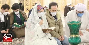 جاری شدن خطبه عقد هشت زوج دانشجوی خوزستانی در جوار امام رئوف