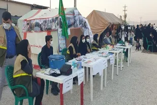 برپایی ایستگاه سلامت توسط گروه جهادی کانون بسیج جامعه پزشکی شبکه بهداشت و درمان شهرستان خنج