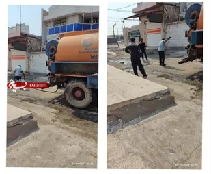پیگیری بازگشایی راه بسته فاضلاب کوچه توسط بسیج در خرمشهر&nbsp;