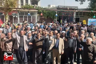 تجمع اعتراضی مردم شهر فیروزان و روستاهای آن در محکومیت جنایات اخیر رژیم صهیونیستی