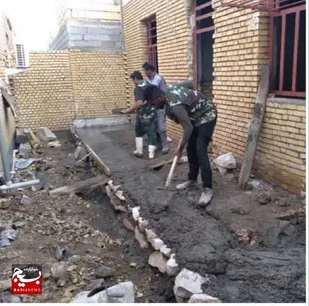 بالا رفتن دیوار خانه نیازمند در اردوی جهادگران آبادان