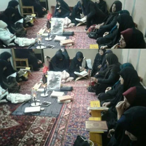 برگزاری مراسم عزاداری و ختم قرآن به مناسبت شهادت سپهبد سلیمانی در پایگاه بسیج مهدیه 4 فرمهین