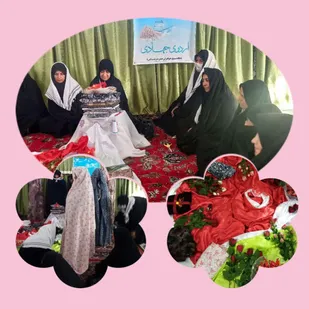 دوخت 20 چادر نماز به مناسبت میلاد حضرت معصومه (سلام الله علیها) توسط گروه جهادی پایگاه حضرت زینب (سلام الله علیها) سرایان