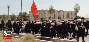 برگزاری تشییع نمادین پیکر مطهر شهدای کربلا در شهر مهرگان&nbsp;