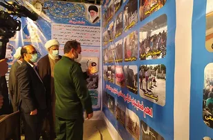 بازدید مسئولین از غرفه  قرارگاه تحول محلات میناب به روایت تصویر