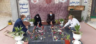 غبارروبی و تجدید پیمان با شهدای گمنام توسط بسیج فرهنگیان در بوشهر