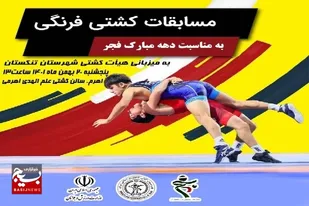 مسابقات چندجانبه کشتی فرنگی جام فجر به میزبانی تنگستان برگزار شد