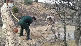 کمک کارکنان حوزه بسیج حمزه سیدالشهداء کلاته خیج در مهار آتش جنگل اولنگ+ تصاویر