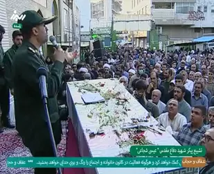 سخنرانی سردار حیدرنیا فرمانده سپاه استان البرز،در مراسم تشییع پیکر مطهر شهید عیسی شجاعی