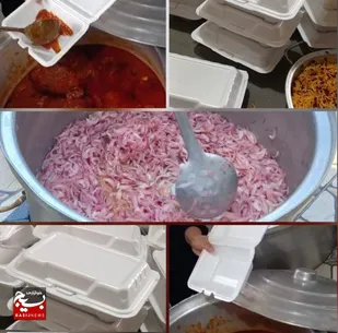 پخت پرس غذای گرم نذری ماه محرم در روستای کریم آباد بندرهندیجان