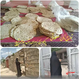 توزیع نان صلواتی در محله حاجی آباد لردگان