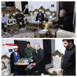 دیدارجانشین فرماندهی و مسئول دفتر نمایندگی ولی فقیه ناحیه مقاومت بسیج سپاه بستک باخانواده شهیدنصوری