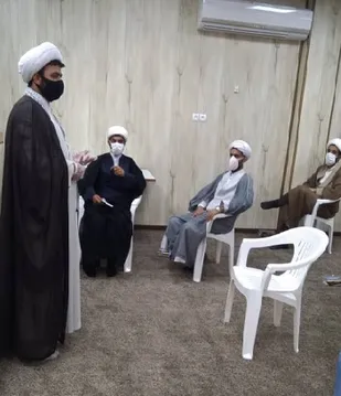 جلسه توجیهی  ،تغسیل،تکفین و تدفین اموات کرونایی ویژه طلاب و روحانیون  درقشم