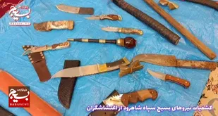 کلیپ کشف و ضبط سلاح&zwnj;های سرد از اغتشاشگران در شاهرود