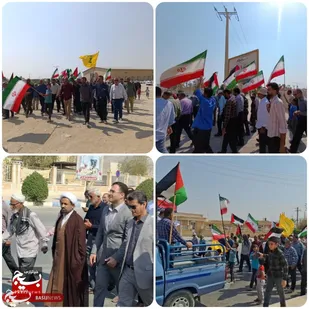 راهپیمایی باشکوه &laquo;بشارت نصر&raquo; در تنگستان؛ پیام همبستگی با مردم مقاوم غزه