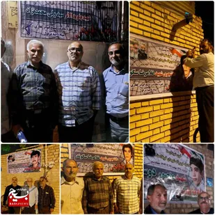 نصب تمثال شهدا توسط رزمندگان دفاع مقدس درب خانه ۵۷  خانواده شهید